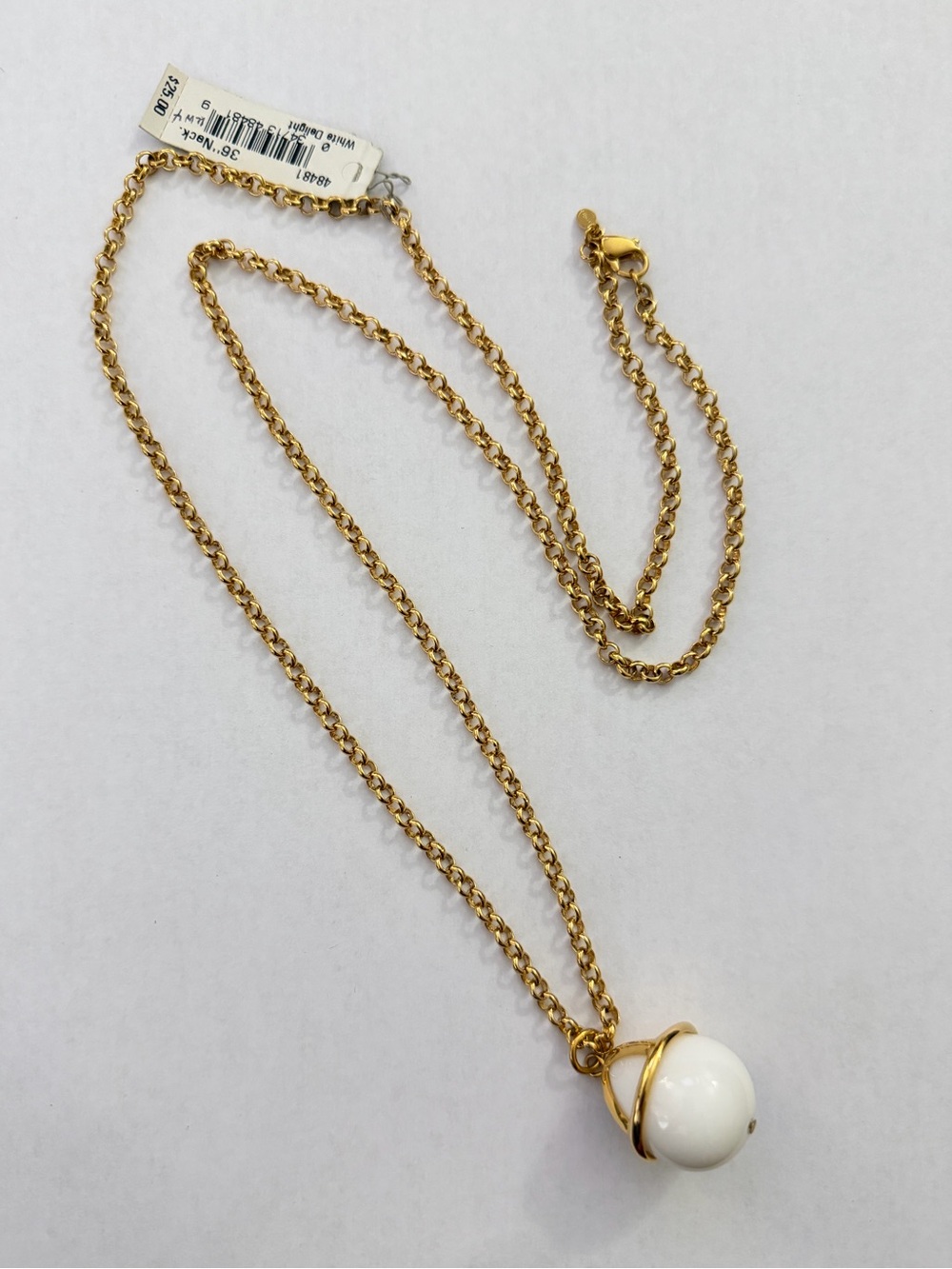 Monet Gold-Tone Chain Necklace with White Orb Pendant